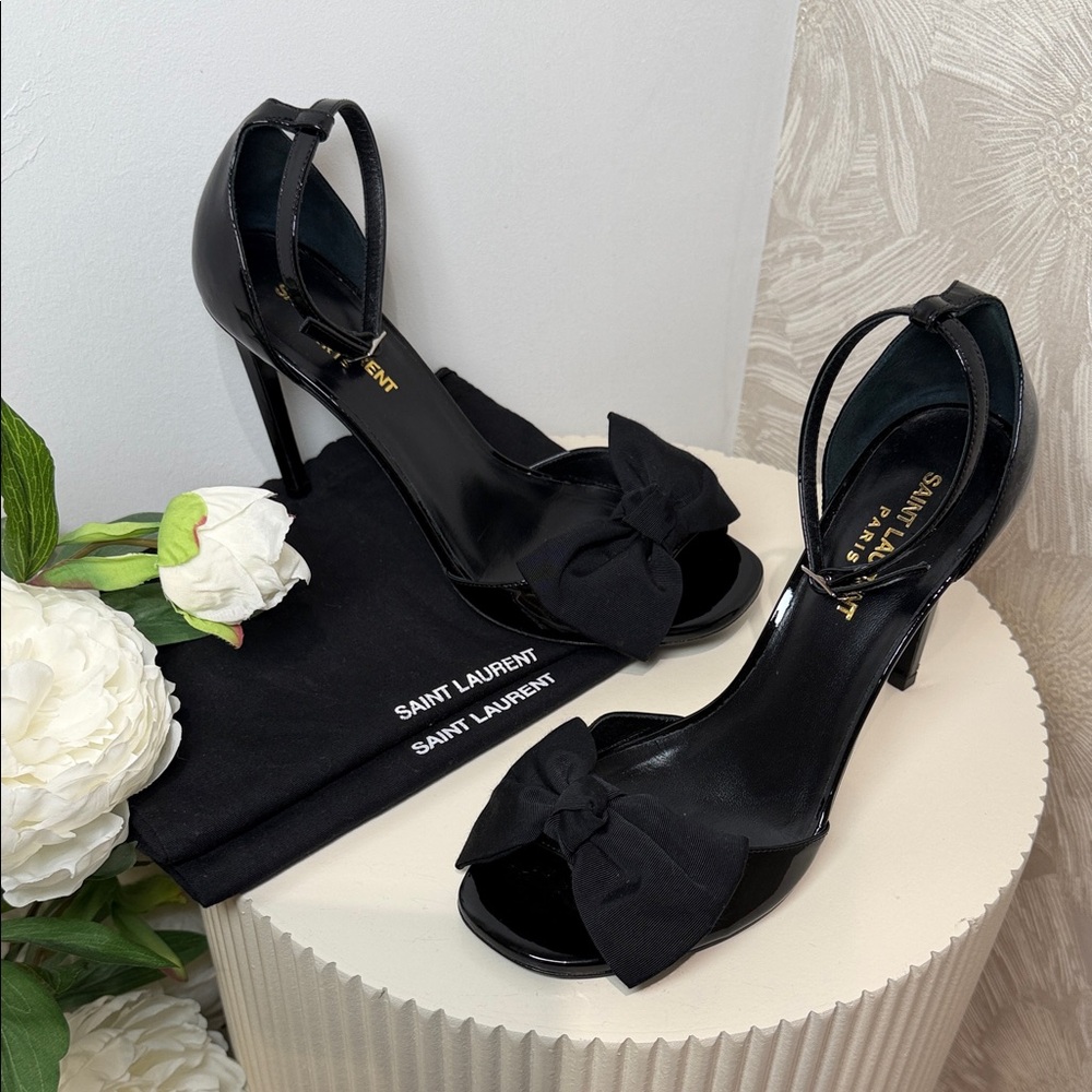 Saint Laurent Black Bow Detail Women's Heels